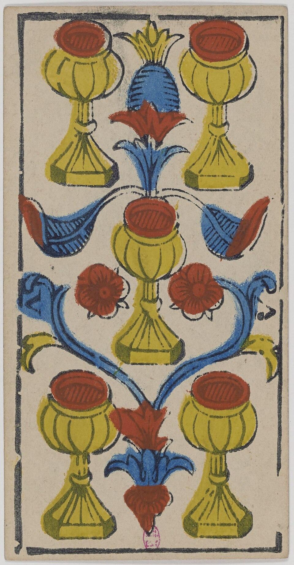Cinq de Coupes, arcane mineur du tarot de Marseille