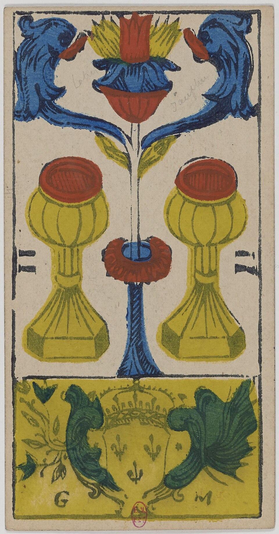 Deux de Coupes, arcane mineur du tarot de Marseille