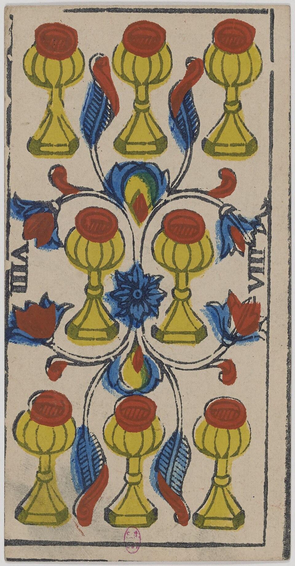 Huit de Coupes, arcane mineur du tarot de Marseille