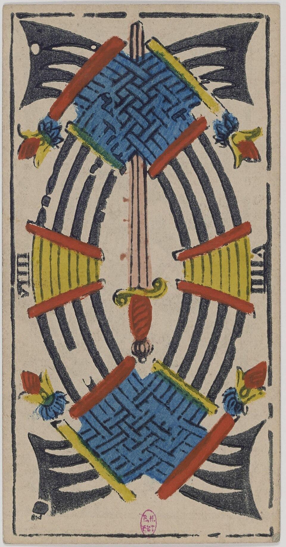 Neuf d'Épées, arcane mineur du tarot de Marseille