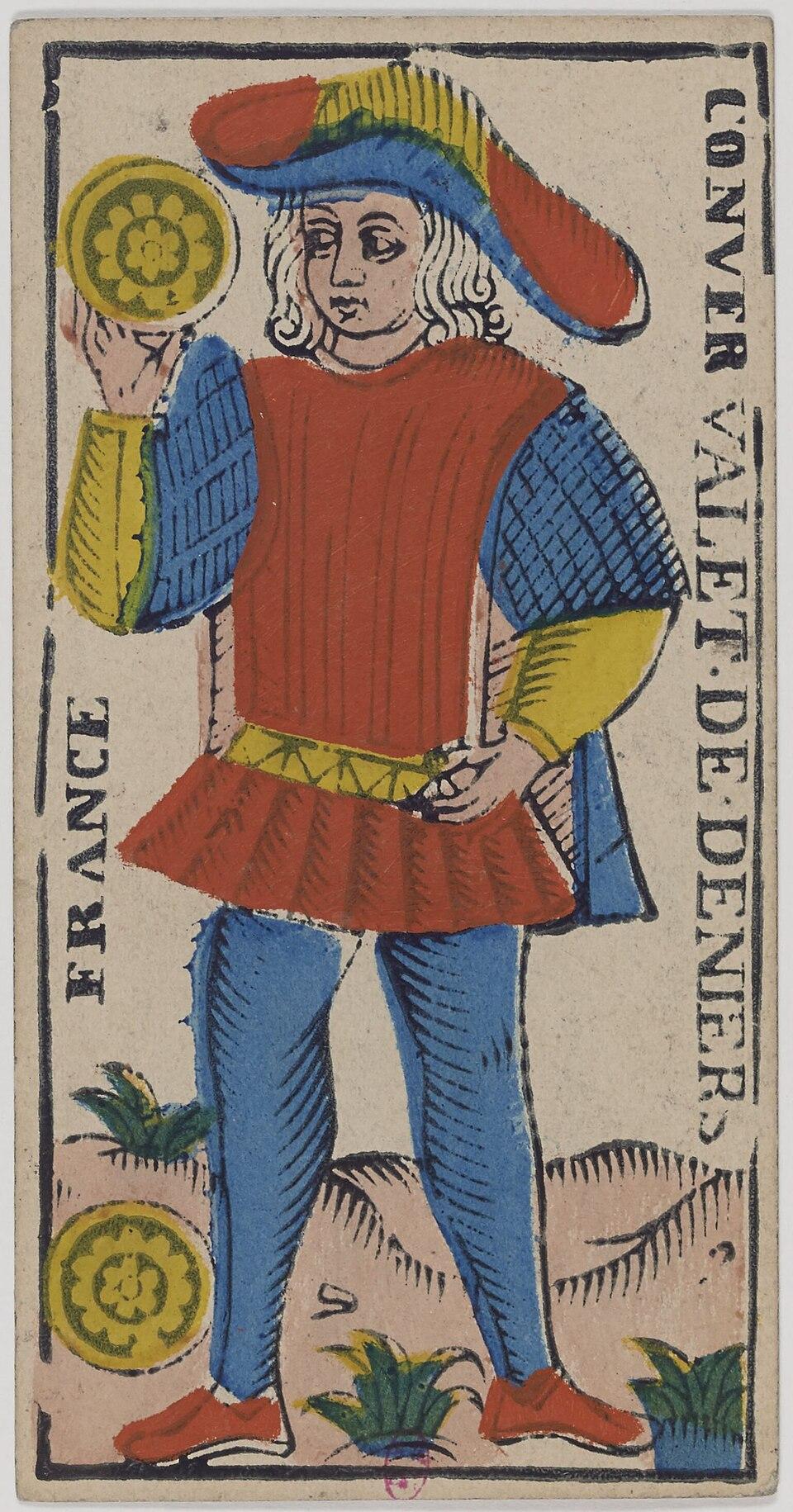 Valet de Deniers, arcane mineur du tarot de Marseille